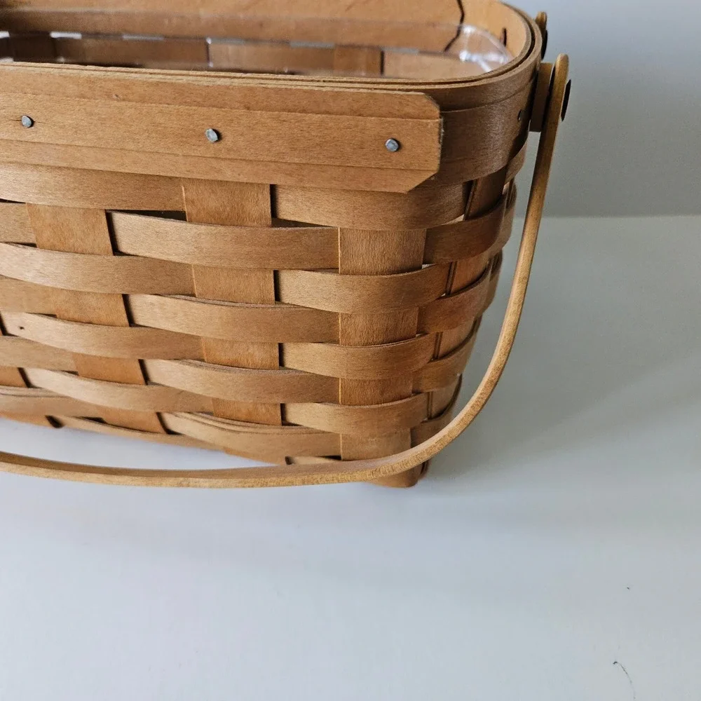 Longaberger Lunch Box Basket 12in w/ Swing Handles & Original Plastic Protector